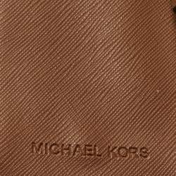 Pre Owned Michael Kors Brown Leather Phone Wristlet Compact Wallet