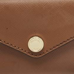 Pre Owned Michael Kors Brown Leather Phone Wristlet Compact Wallet