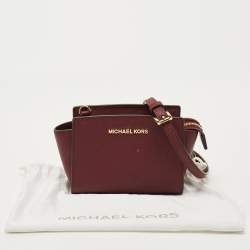 Pre Owned Michael Kors Burgundy Saffiano Leather Mini Selma Crossbody Bag