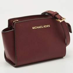 Pre Owned Michael Kors Burgundy Saffiano Leather Mini Selma Crossbody Bag