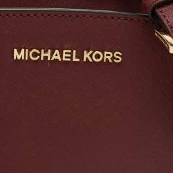 Pre Owned Michael Kors Burgundy Saffiano Leather Mini Selma Crossbody Bag