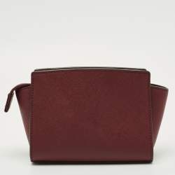 Pre Owned Michael Kors Burgundy Saffiano Leather Mini Selma Crossbody Bag