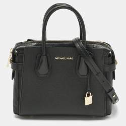 Pre Owned Michael Kors Black Leather Small Belted Mercer Satchel