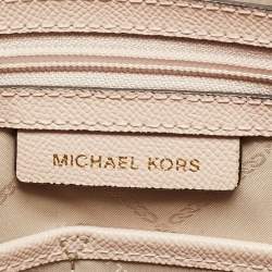 Pre Owned Michael Light Pink Leather Jet Set Top Zip Tote