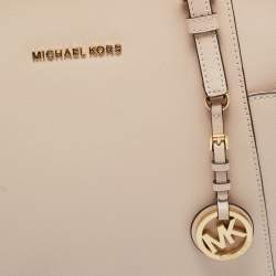 Pre Owned Michael Light Pink Leather Jet Set Top Zip Tote