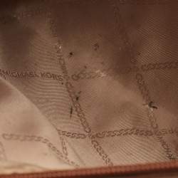 Pre Owned Michael Kors Beige/Brown Logo Jacquard Canvas Large GIgi Tote