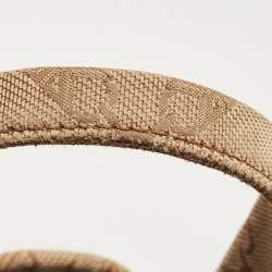 Pre Owned Michael Kors Beige/Brown Logo Jacquard Canvas Large GIgi Tote