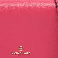 Pre Owned Michael Kors Pink Leather Jet Set Charm Crossbody Bag