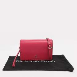 Pre Owned Michael Kors Pink Leather Jet Set Charm Crossbody Bag