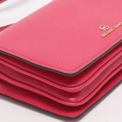 Pre Owned Michael Kors Pink Leather Jet Set Charm Crossbody Bag