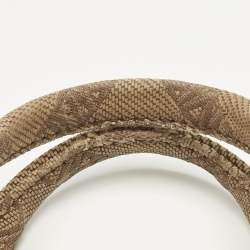 Pre Owned Michael Kors Beige Empire Logo Jacquard Canvas Small Gigi Tote