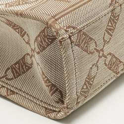 Pre Owned Michael Kors Beige Empire Logo Jacquard Canvas Small Gigi Tote
