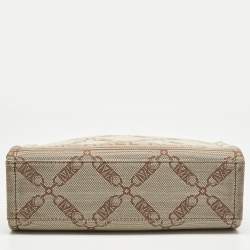 Pre Owned Michael Kors Beige Empire Logo Jacquard Canvas Small Gigi Tote