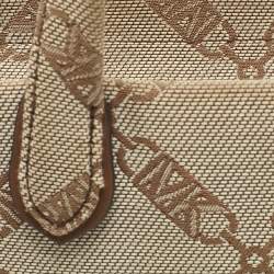Pre Owned Michael Kors Beige Empire Logo Jacquard Canvas Small Gigi Tote