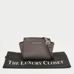 Pre Owned Michael Kors Beige Leather Mini Selma Crossbody Bag