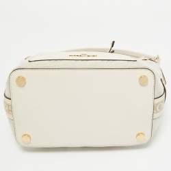 Pre Owned Michael Kors Natural Logo Jacquard Canvas Medium Maeve Bucket Bag