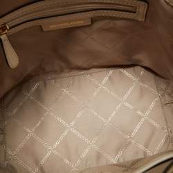 Pre Owned Michael Kors Natural Logo Jacquard Canvas Medium Maeve Bucket Bag