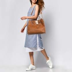 Pre Owned Michael Kors Brown Leather Large Hamilton North South Tote