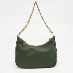 Pre Owned Michael Kors Green Nylon and Leather Gabardine Crossbody Bag