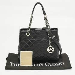 Pre Owned حقيبة يد مايكل كورس سوزانا جلد مبطن أسود