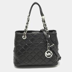 Pre Owned حقيبة يد مايكل كورس سوزانا جلد مبطن أسود