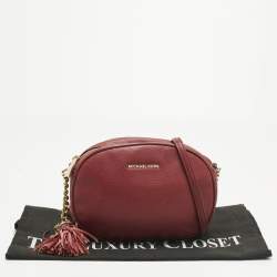 Pre Owned Michael Kors Red Leather Ginny Crossbody Bag