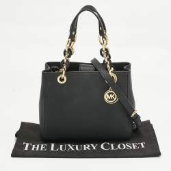 Pre Owned Michael Kors Black Leather Mini Cynthia Tote