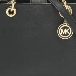 Pre Owned Michael Kors Black Leather Mini Cynthia Tote