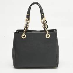 Pre Owned Michael Kors Black Leather Mini Cynthia Tote