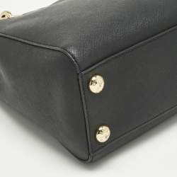 Pre Owned Michael Kors Black Leather Mini Cynthia Tote