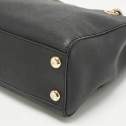 Pre Owned Michael Kors Black Leather Mini Cynthia Tote