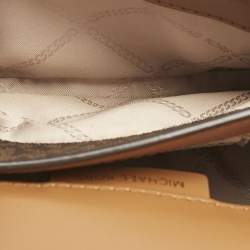 Pre Owned Michael Kors Brown Signature Coated Canvas Extra Small Heather Shoulder Bag