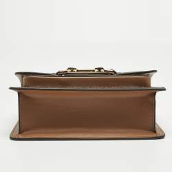 Pre Owned Michael Kors Brown Signature Coated Canvas Extra Small Heather Shoulder Bag