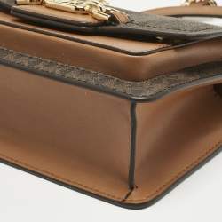 Pre Owned Michael Kors Brown Signature Coated Canvas Extra Small Heather Shoulder Bag