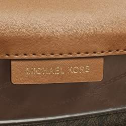 Pre Owned Michael Kors Brown Signature Coated Canvas Extra Small Heather Shoulder Bag