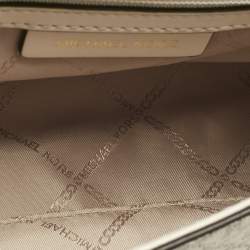 Pre Owned Michael Kors White Signature Coated Canvas and Leather Parker Medium Logo Shoulder Bag