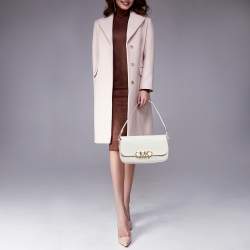 Pre Owned Michael Kors White Signature Coated Canvas and Leather Parker Medium Logo Shoulder Bag