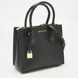 Pre Owned Michael Kors Black Perforated Leather Small Mercer Tote