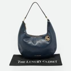 Pre Owned Michael Kors Navy Blue Leather Lydia Shoulder Bag
