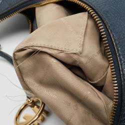 Pre Owned Michael Kors Navy Blue Leather Lydia Shoulder Bag