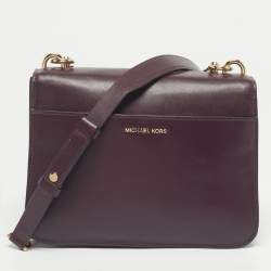 Pre Owned Michael Kors Purple Leather Mott Charm Swag Shoulder Bag
