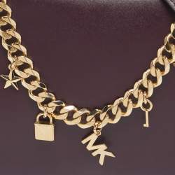 Pre Owned Michael Kors Purple Leather Mott Charm Swag Shoulder Bag