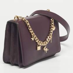 Pre Owned Michael Kors Purple Leather Mott Charm Swag Shoulder Bag