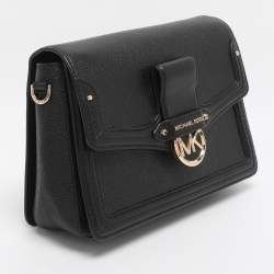 مملوكة مسبقًا حقيبة كتف مايكل كورس جيسي جلد أسود متوسطة