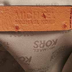 Pre Owned Michael Kors Orange Ostrich Embossed Leather Bedford Belted Satchel
