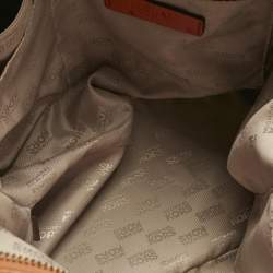Pre Owned Michael Kors Orange Ostrich Embossed Leather Bedford Belted Satchel