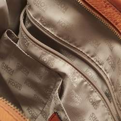 Pre Owned Michael Kors Orange Ostrich Embossed Leather Bedford Belted Satchel