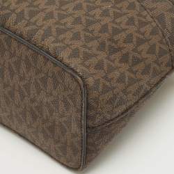 Pre Owned حقيبة كروس مايكل كورس جيت سيت دوم قماش مغطى بتوقيع بني داكن