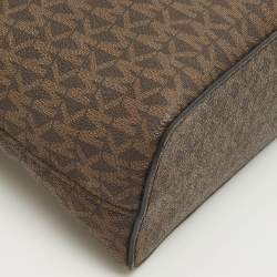 Pre Owned حقيبة كروس مايكل كورس جيت سيت دوم قماش مغطى بتوقيع بني داكن