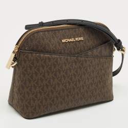 Pre Owned حقيبة كروس مايكل كورس جيت سيت دوم قماش مغطى بتوقيع بني داكن